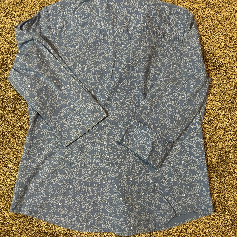 Blue Floral Button-Up Shirt - Picture 2 of 3